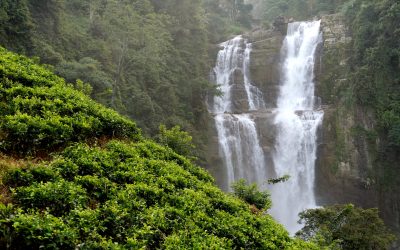 Beautiful Ramboda waterfall in Sri Lanka island